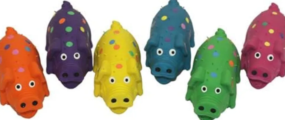 Multipet Goblet Pig High-Pitch Squeaking Latex Dog Toy - Assorted - 4" Inches