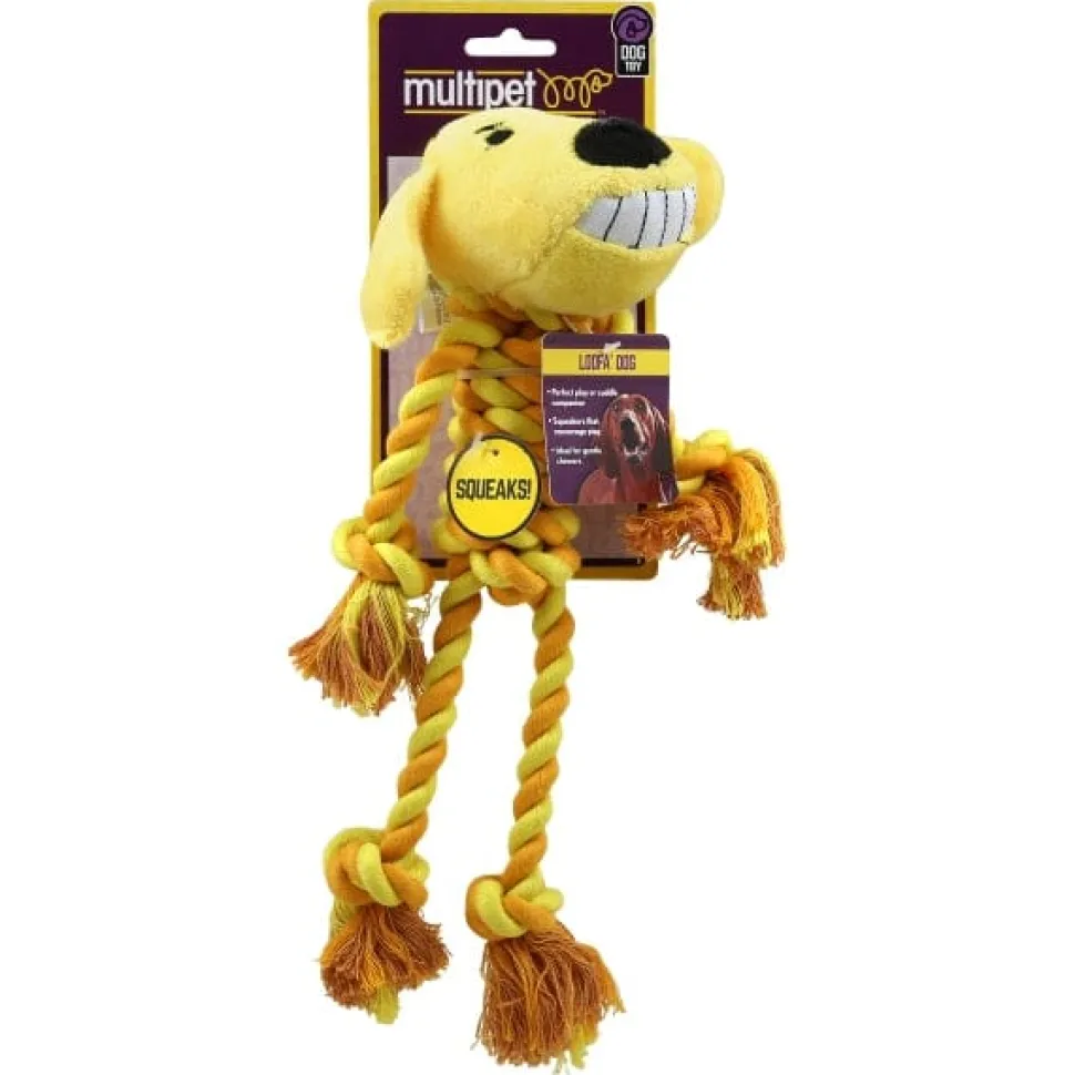 Multipet Loofa Body Rope and Plush Dog Toy - Assorted - 11" Inches