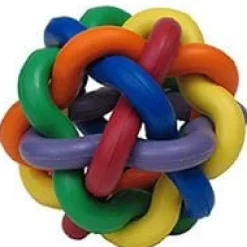 Multipet Nobbly Wobbly Multi-Colored Ball Rubber Dog Toy - Small - 3" Inches