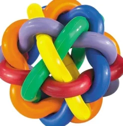 Multipet Nobbly Wobbly Multi-Colored Ball Rubber Dog Toy - Large - 4" Inches