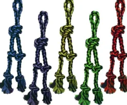 Multipet Nuts for Knots Dangler Rope and Tug Dog Toy - Assorted - 20" Inches