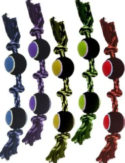 Multipet Nuts for Knots Triple-Knotted with 2 Tennis Balls and Rope Dog Toy - 20" Inches
