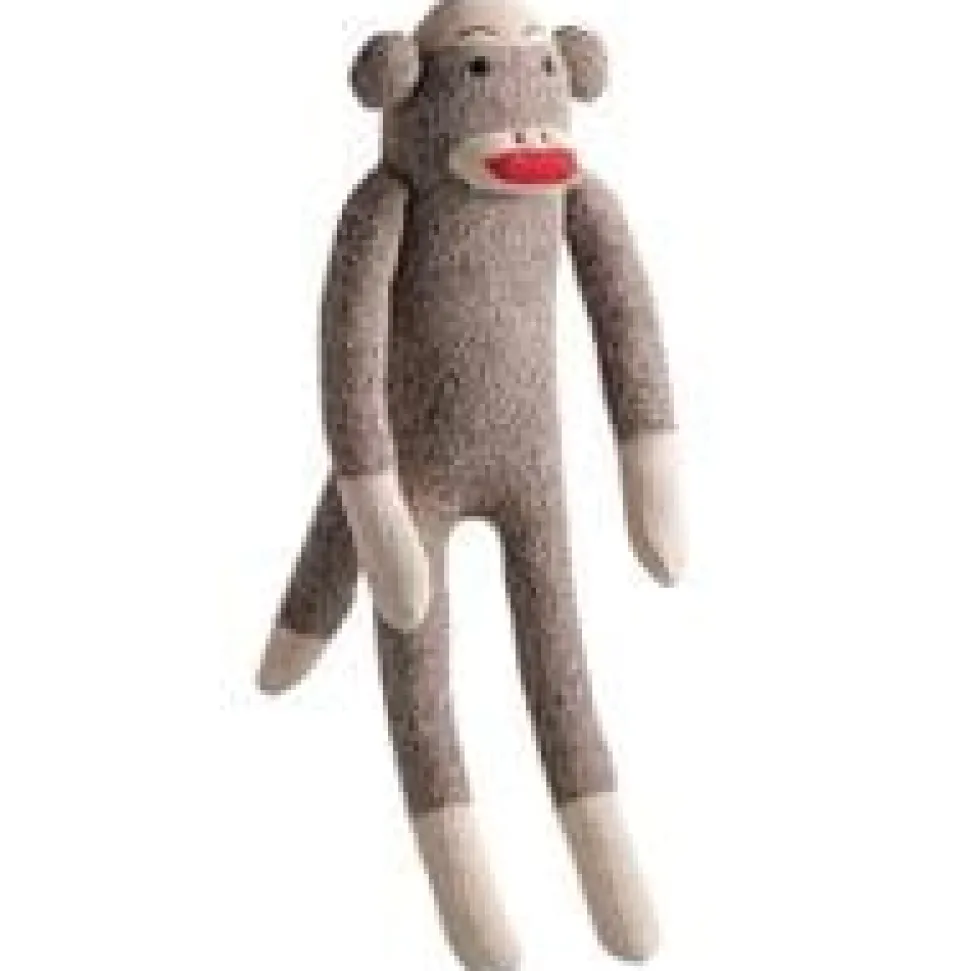 Multipet Sock Pals Monkey Squeak and Plush Dog Toy - Small - 10" Inches
