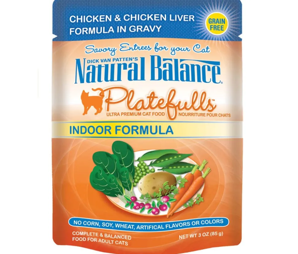 Natural Balance Pet Foods Platefulls Indoor Wet Cat Food Chicken & Chicken Liver - 3 Oz - Case of 24