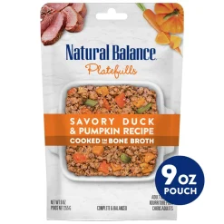 Natural Balance Pet Foods Platefulls Wet Dog Food Savory Duck & Pumpkin Recipe - 9 Oz - Case of 12