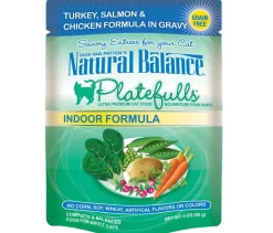 Natural Balance Pet Foods Platefulls Indoor Wet Cat Food Turkey, Salmon & Chicken in Gravy - 3 Oz - Case of 24