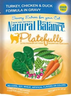 Natural Balance Platefulls Regular Grain Free Turkey Chicken and Duck in Gravy Pouch Wet Cat Food