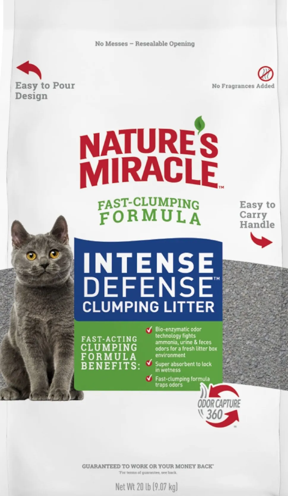 Nature's Miracle Intense Defense Clumping Cat Litter - 20 Lbs