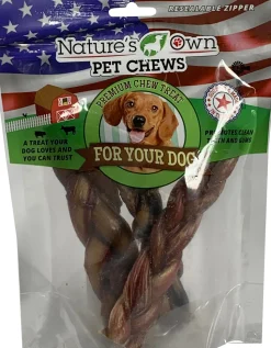 Nature's Own USA Braided Bully Sticks and Natural Chews - Beef - 6 In - 3 Pack