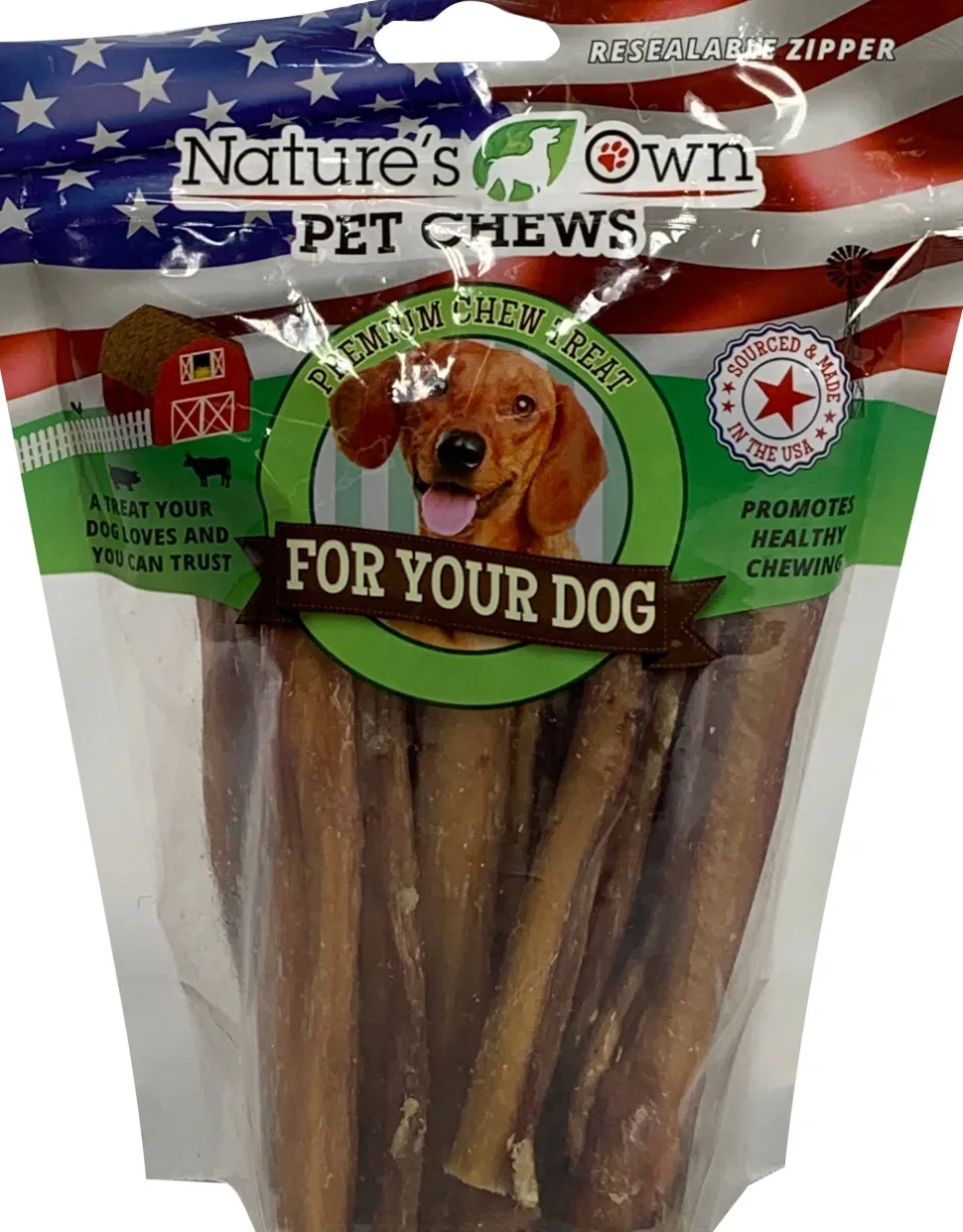 Nature's Own USA Bully Sticks and Natural Chews - Beef - 6 In - 12 Oz