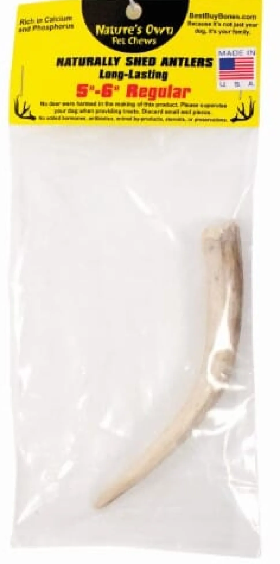 Nature's Own USA Elk Antler Natural Dog Chews - Natural - 5-6 In - Reg
