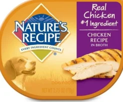 Nature's Recipe Chicken and Broth Wet Dog Food Trays - 2.75 Oz - Case of 12