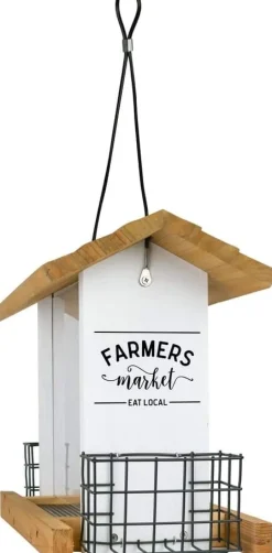 Nature's Way Farmhouse Wooden Hopper Wild Bird Feeder - White - 3 Qt Cap
