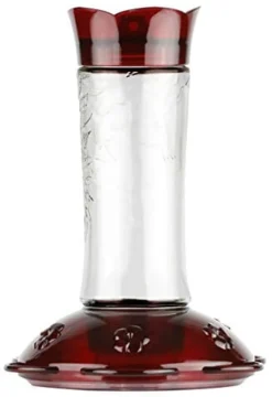 Nature's Way Traditional Glass Gravity Hummingbird Feeder - Red - 15 Oz Cap - 6 Pack