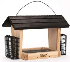 Nature's Way with Suet Cages Wooden Hopper Wild Bird Feeder - Cedar - 6 Qt Cap