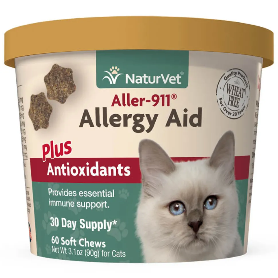 Naturvet Aller 911 Allergy Aid Plus Antioxidants CAT Cat Chewy Supplements - 60 ct Cup
