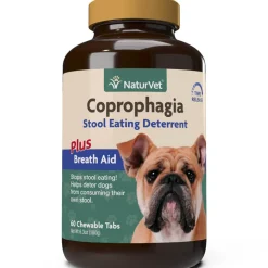 Naturvet Coprophagia Tablets Time Release Stool Eating Deterrent Cat and Dog Supplements - 60 ct Bottle