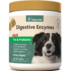 Naturvet Digestive Enzymes Plus Probiotics Soft Chew Dog Supplements - 120 ct Jar