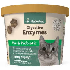 Naturvet Digestive Enzymes Plus Probiotic Cat Chewy Supplements - 60 ct Cup