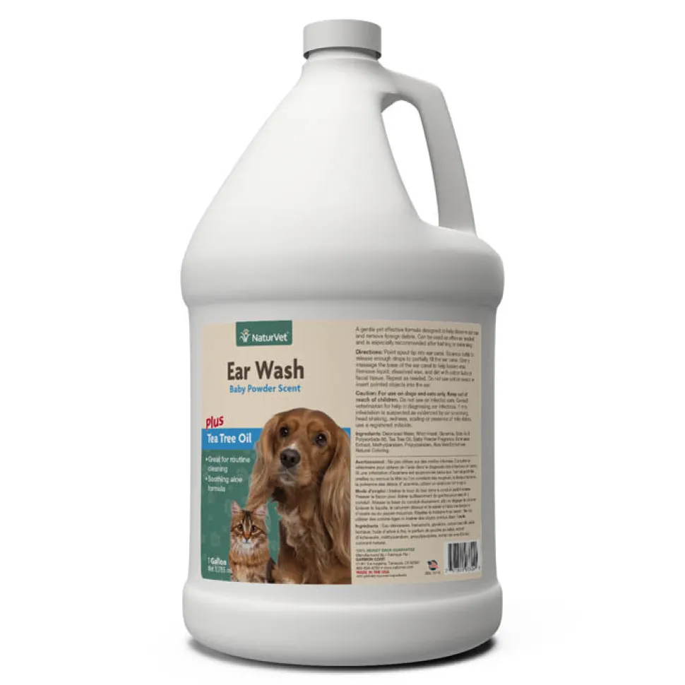 Naturvet Dog and Cat Ear Wash with Tea Tree Oil (Aloe & Baby Powder) - Gallon
