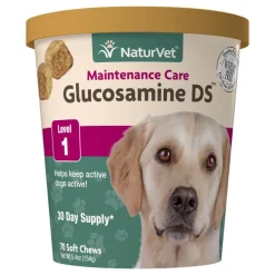 Naturvet Glucosamine DS Level 1 Soft Chews Small & Medium Breeds Hip and Joint Cat and Dog Supplements - 70 ct Cup