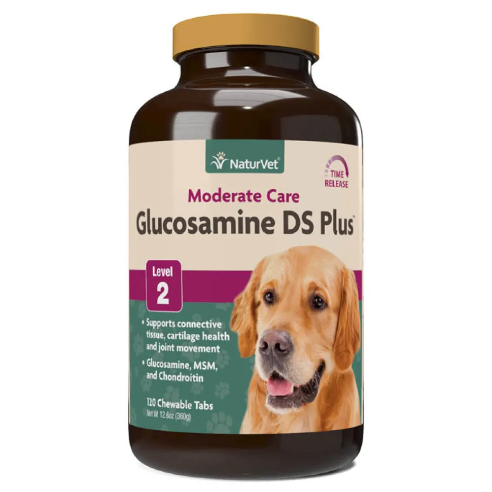 Naturvet Glucosamine DS Level 2 Tablets Hip and Joint Cat and Dog Supplements - 120 ct Bottle