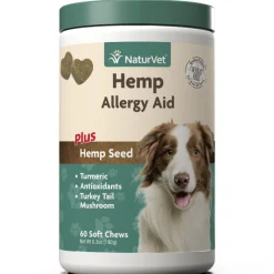 Naturvet Hemp Allergy Aid Plus Hemp Seed Soft Chew Cat and Dog Supplements - 60 ct Jar