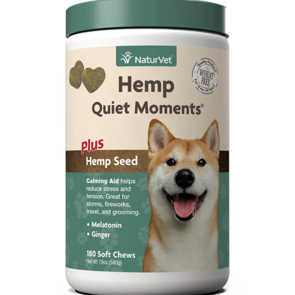 Naturvet Hemp Quiet Moments Plus Hemp Seed Soft Chew Cat and Dog Supplements - 180 ct Jar
