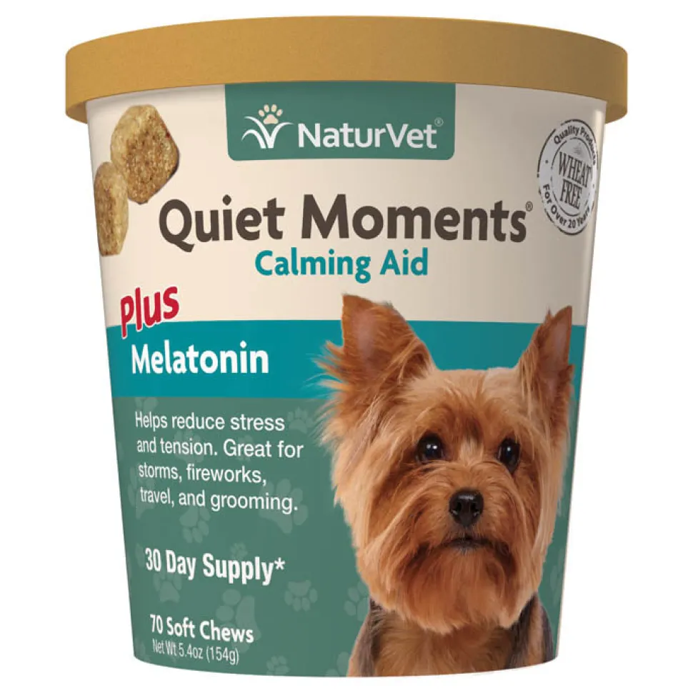 Naturvet Quiet Moments Plus Melatonin Soft Chew 70 ct Bag Cat and Dog Supplements -