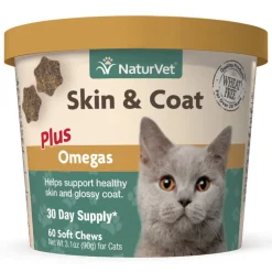 Naturvet Skin & Coat Plus Omegas Cat Chewy Supplements - 60 ct Cup