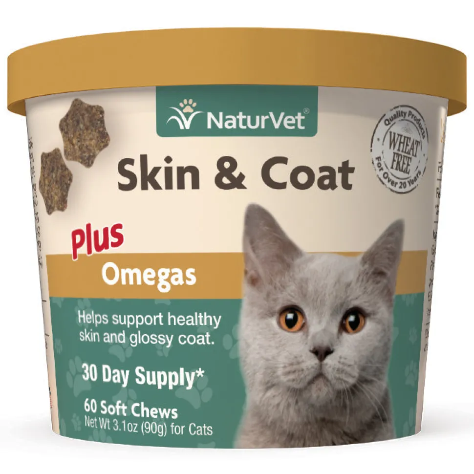 Naturvet Skin & Coat Plus Omegas Cat Chewy Supplements - 60 ct Cup