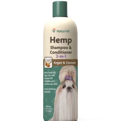 Naturvet Skin and Coat Hemp Dog Shampoo & Conditioner 2 in 1 with Argan & Coconut Oil - 16 oz