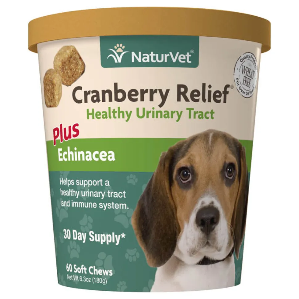 Naturvet Urinary Bladder Cranberry Relief Plus Echianecea Soft Chew Dog Chewy Supplements - 60 ct Jar