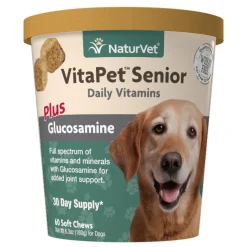 Naturvet Vita Pet Senior Plus Glucosamine Soft Chew Dog Supplements - 60 ct Cup
