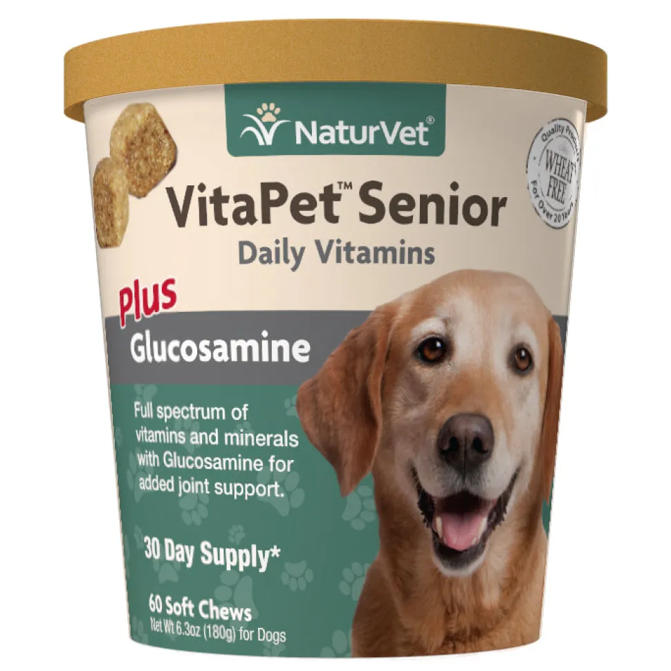 Naturvet Vita Pet Senior Plus Glucosamine Soft Chew Dog Supplements - 60 ct Cup