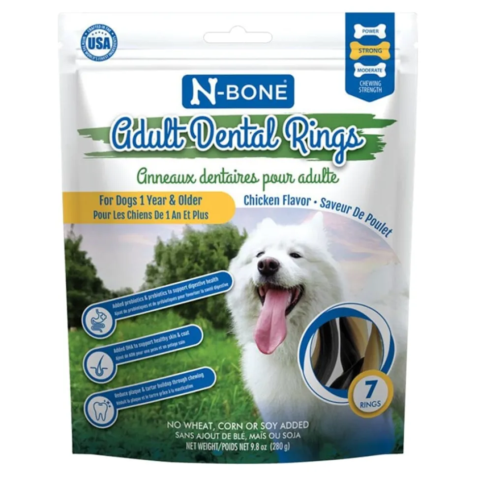 N-Bone Chicken Flavored Ring Adult Dental Dog Treats - Chicken - 7 Pack