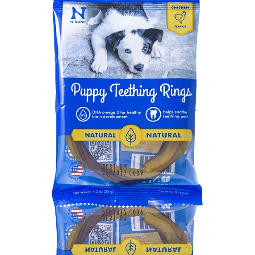 N-Bone Puppy Teething Ring Chewy Dog Treats Chicken - 6 Pack