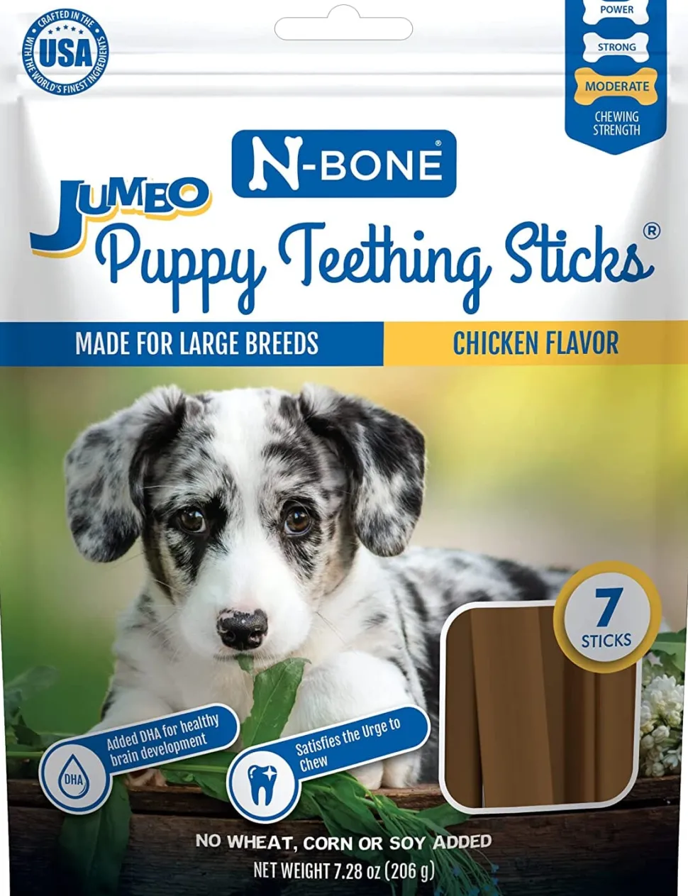 N-Bone Puppy Teething Sticks Jumbo Chicken Dog Chews - 7 Count