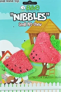 Nibbles Loofah Strawberry/Watermelon Chews Small Animal Chewy Treats - Small - 2 Pack