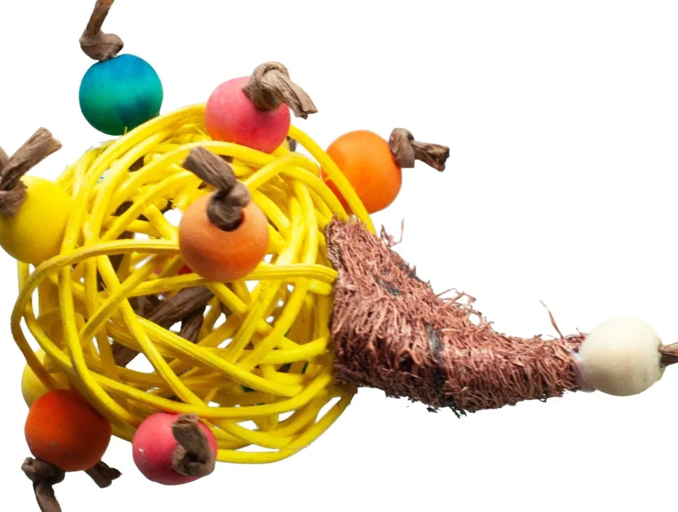 Nibbles Vine Ball Small Animal Chew Toy with Wood Beads And Rope