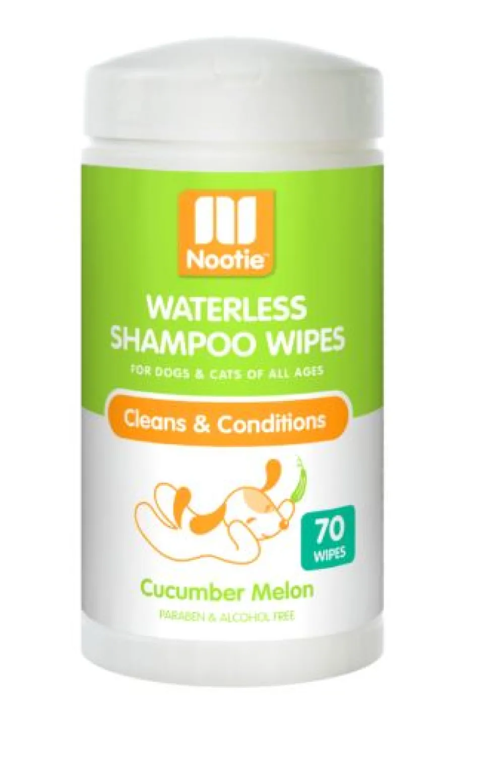 Nootie Cucumber Melon Waterless Shampoo Wipes For Dogs & Cats