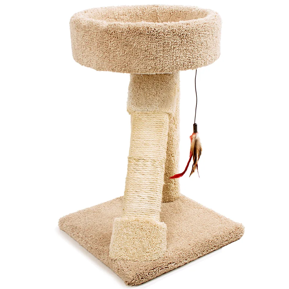 North American Pet Angled Cat Post with Basket and Toy - One Size