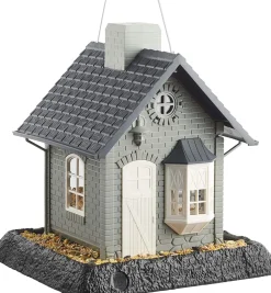 North States Village Collection Bayside Cottage Plastic Hopper Wild Bird Feeder - Gray/Blue - 5 Lbs Cap