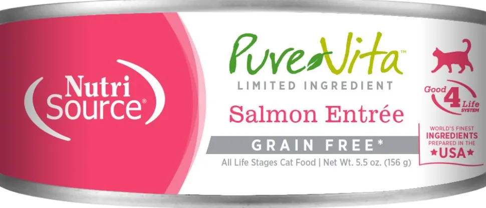 Nutrisource Pure Vita 96% GF Salmon Entrée Canned Cat Food - 5.5 oz - Case of 12
