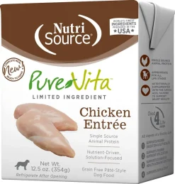Nutrisource Pure Vita Grain-Free Chicken Entrée Tetra Packs Wet Dog Food - 12.5 oz - Case of 12