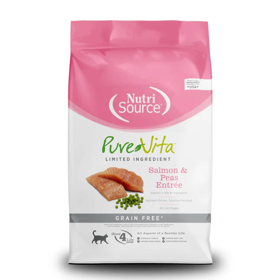Nutrisource Pure Vita Grain Free Salmon & Peas Entrée (10 per bale) Dry Cat Food - 2.2 lb Bag