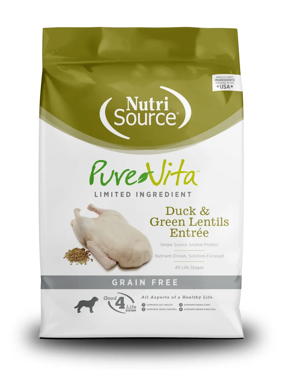 Nutrisource Pure Vita Grain Free Duck & Lentil (8 per bale) Dry Dog Food - 5 lb Bag