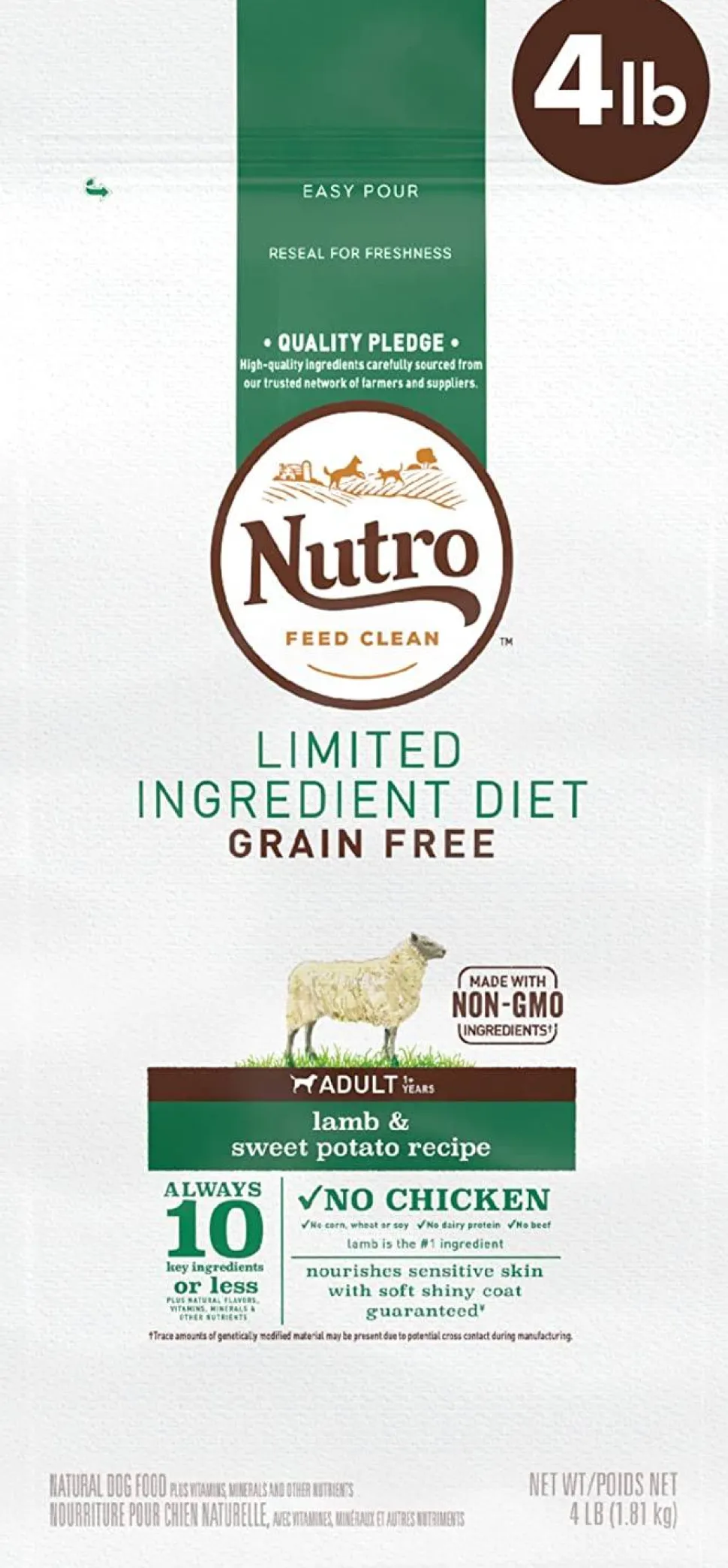 Nutro Natural Choice Grain-Free Limited Ingredient Adult Lamb & Sweet Potato Dry Dog Food - 4 lb Bag