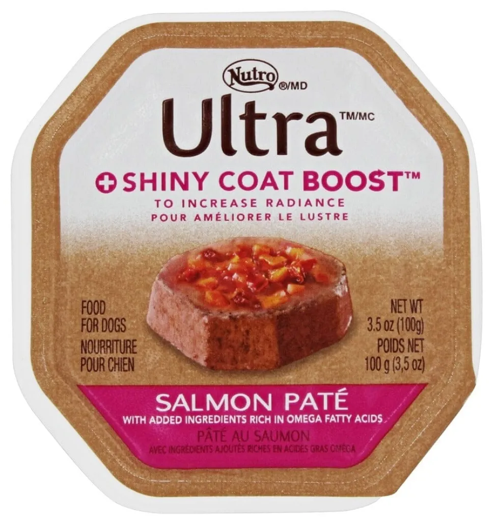 Nutro Ultra Shiny Coat Boost Salmon Entrée Wet Dog Food Trays - 3.5 oz - Case of 24