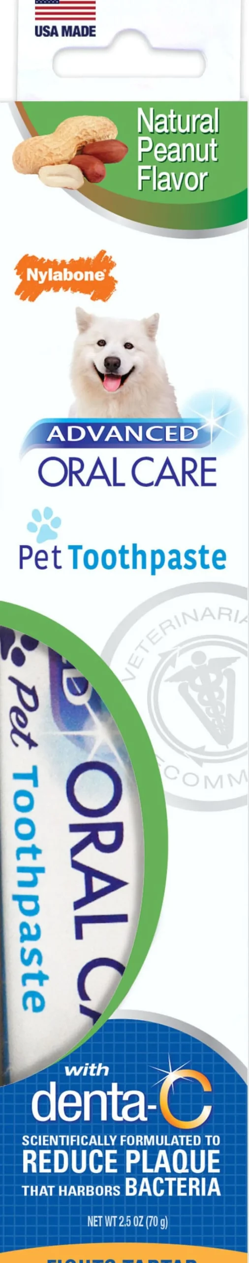 Nylabone Advanced Oral Care Natural Toothpaste Dog Dental Care - Peanut - 2.5 Oz